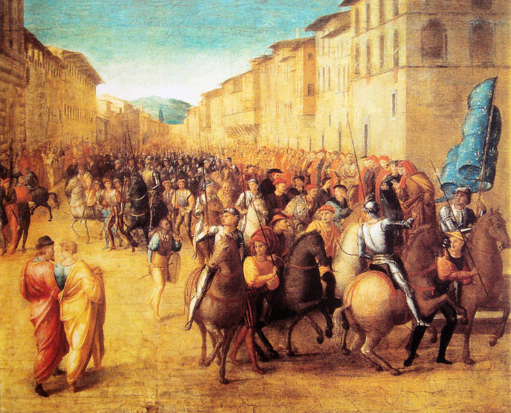 French troops under Charles VIII entering Florence, November 17th, 1494,  by Francesco Granacci (1469-1543) Galleria degli Uffizi, Firenze.